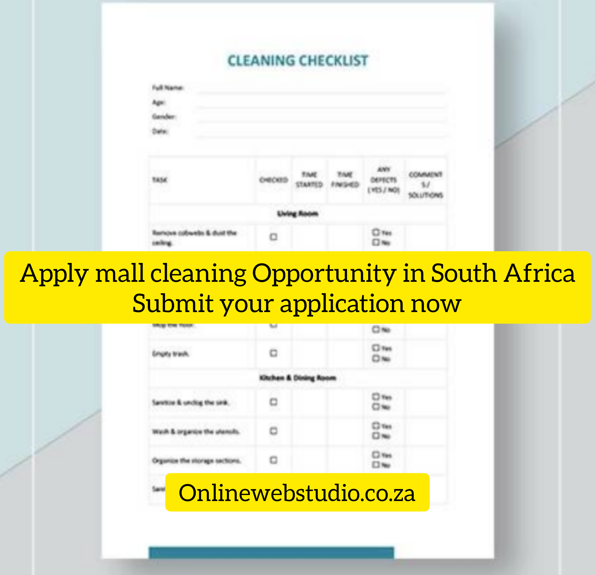 MALL CLEANERS JOB OPPORTUNITY IN RSA MALLS